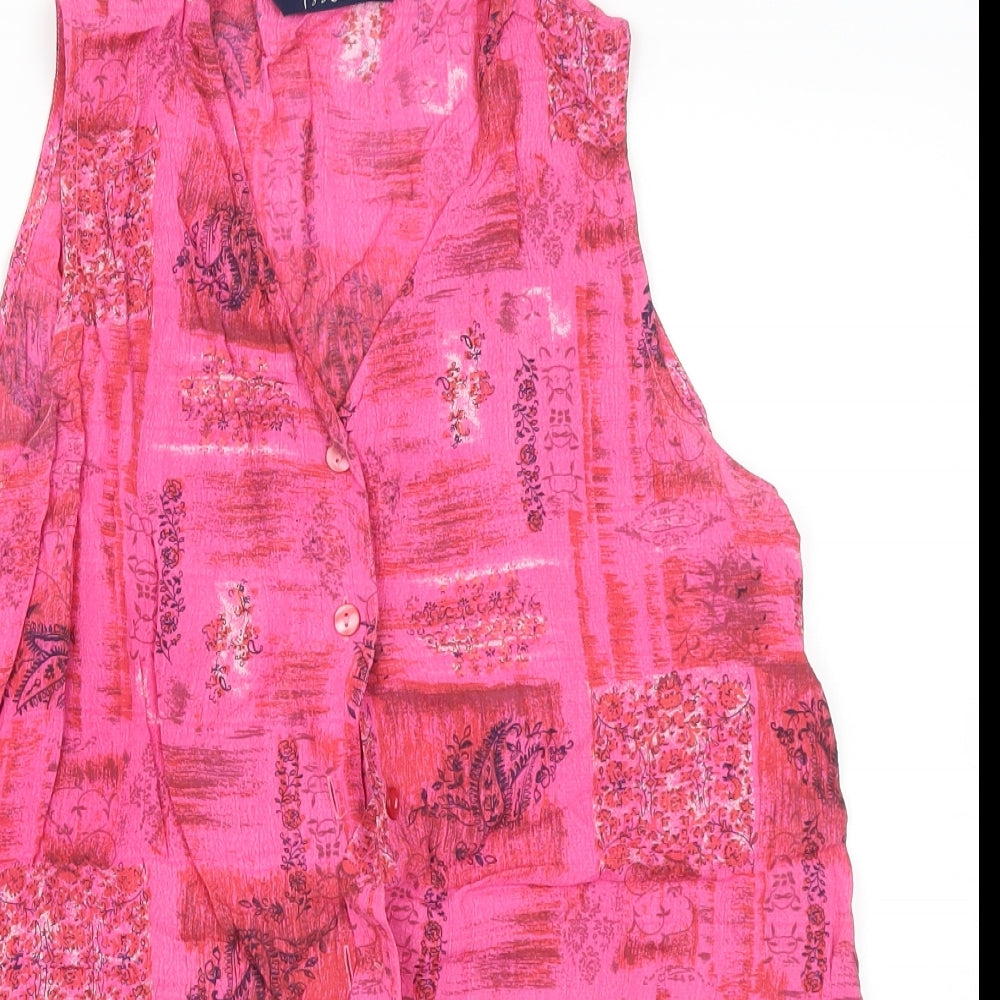 Isabelle Womens Pink Paisley  Basic Button-Up Size 12