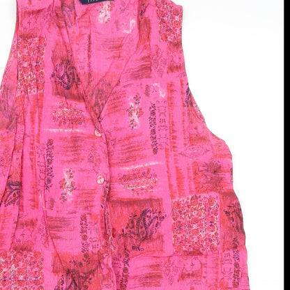 Isabelle Womens Pink Paisley  Basic Button-Up Size 12