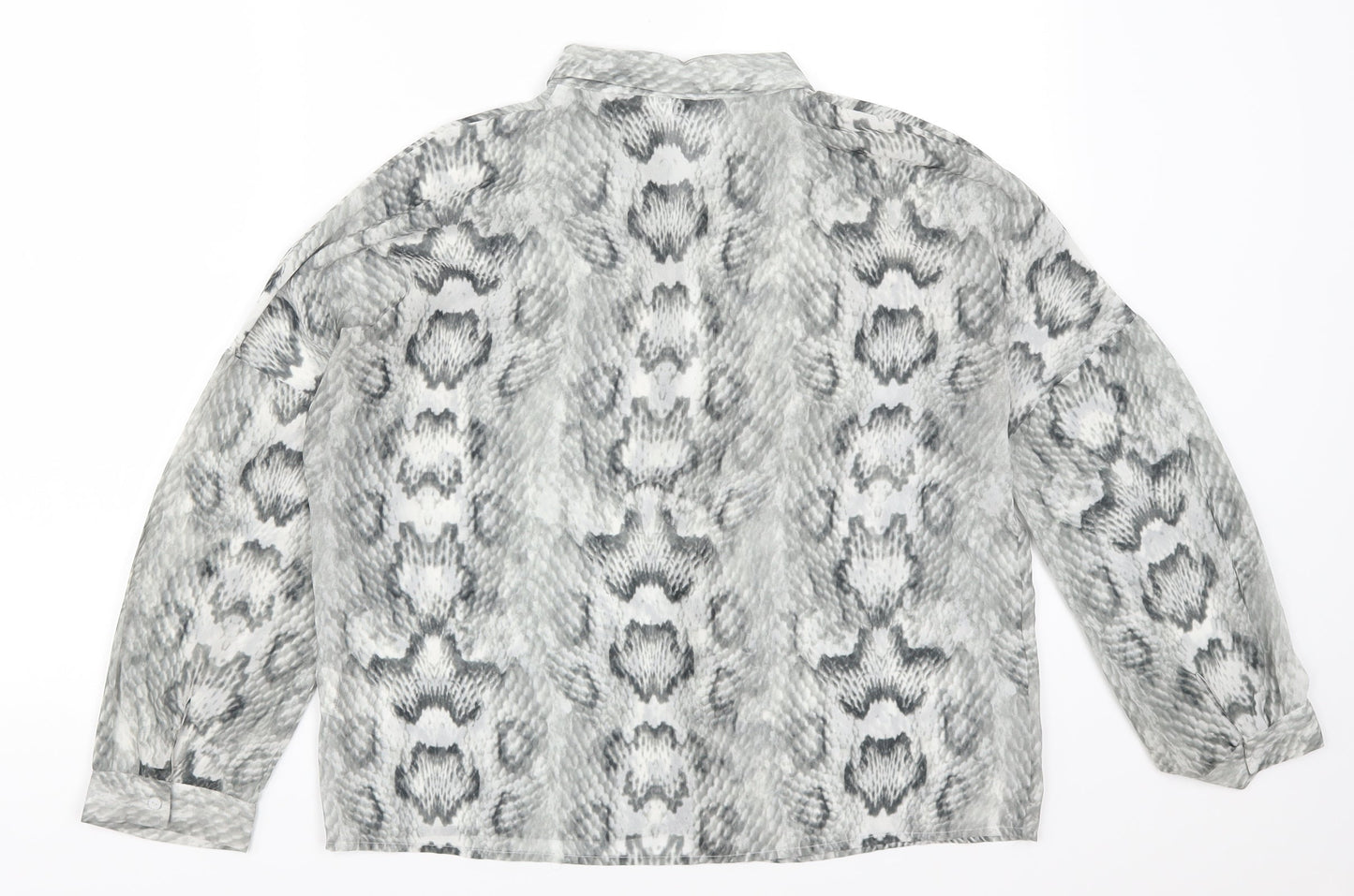 H&M Womens Grey Animal Print  Basic Button-Up Size 8