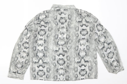 H&M Womens Grey Animal Print  Basic Button-Up Size 8