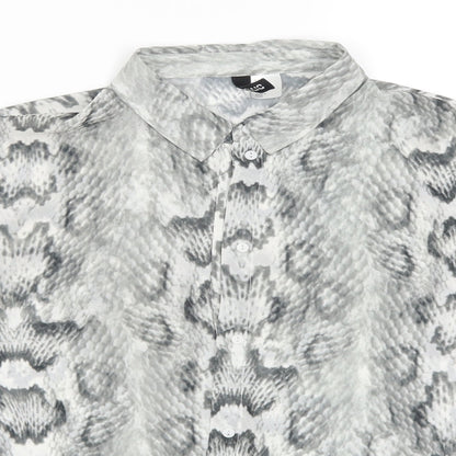 H&M Womens Grey Animal Print  Basic Button-Up Size 8