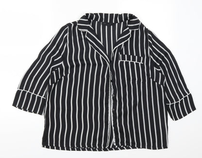 Atmosphere Womens Black Striped  Basic Button-Up Size 12