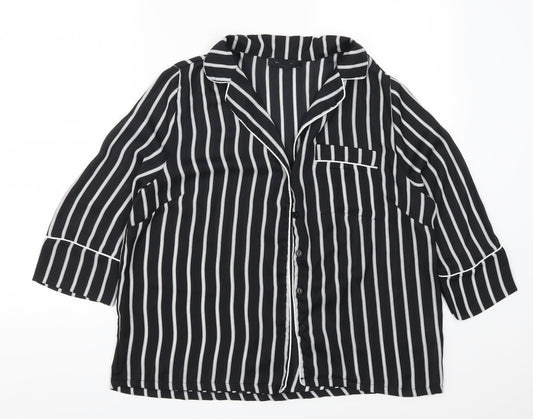 Atmosphere Womens Black Striped  Basic Button-Up Size 12
