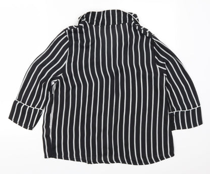 Atmosphere Womens Black Striped  Basic Button-Up Size 12