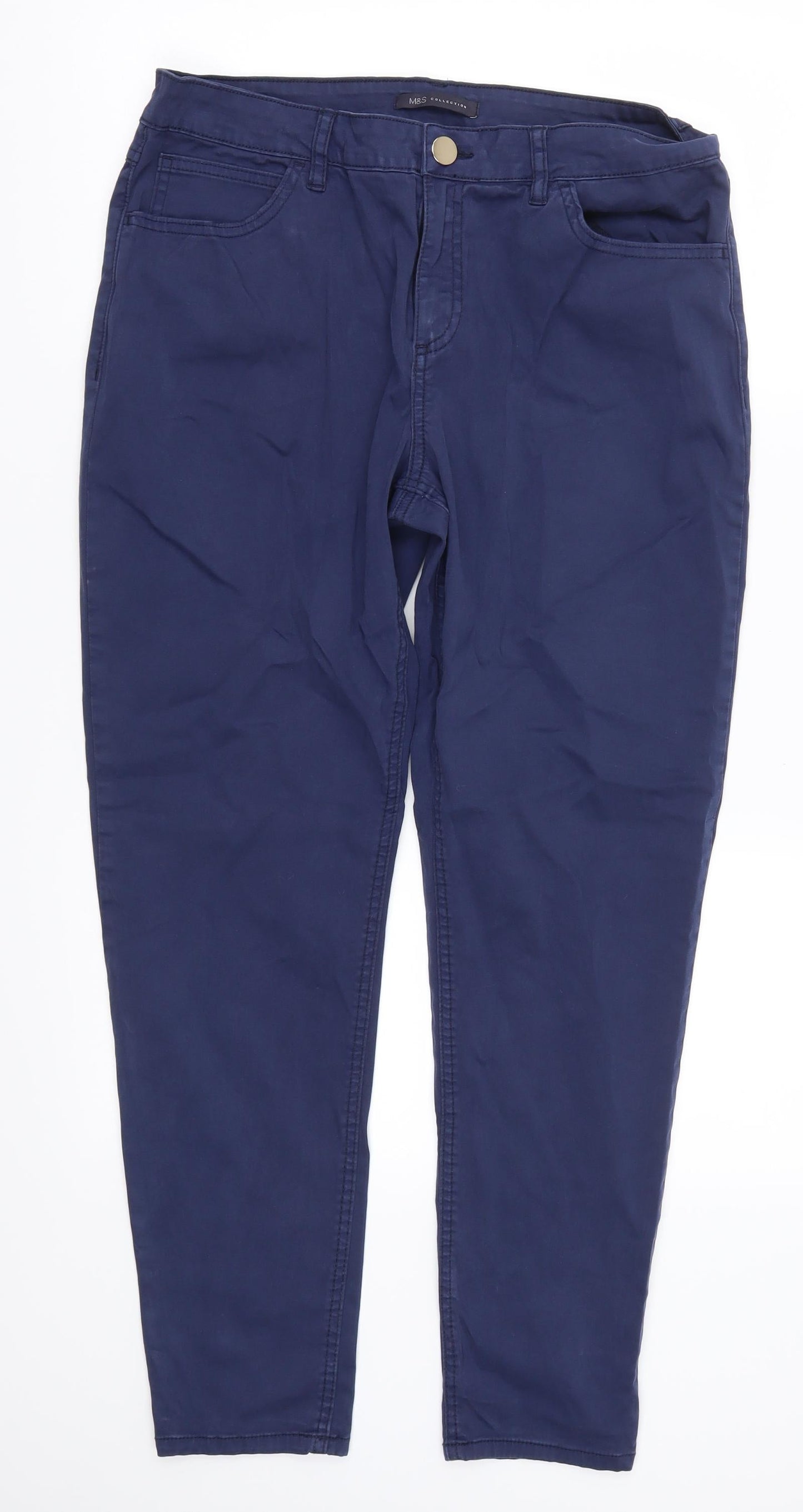 Womens UK Size 32 in Marks and Spencer Regular Fit Chino Blue Trousers