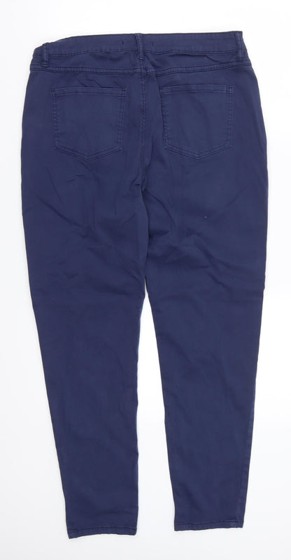 Womens UK Size 32 in Marks and Spencer Regular Fit Chino Blue Trousers