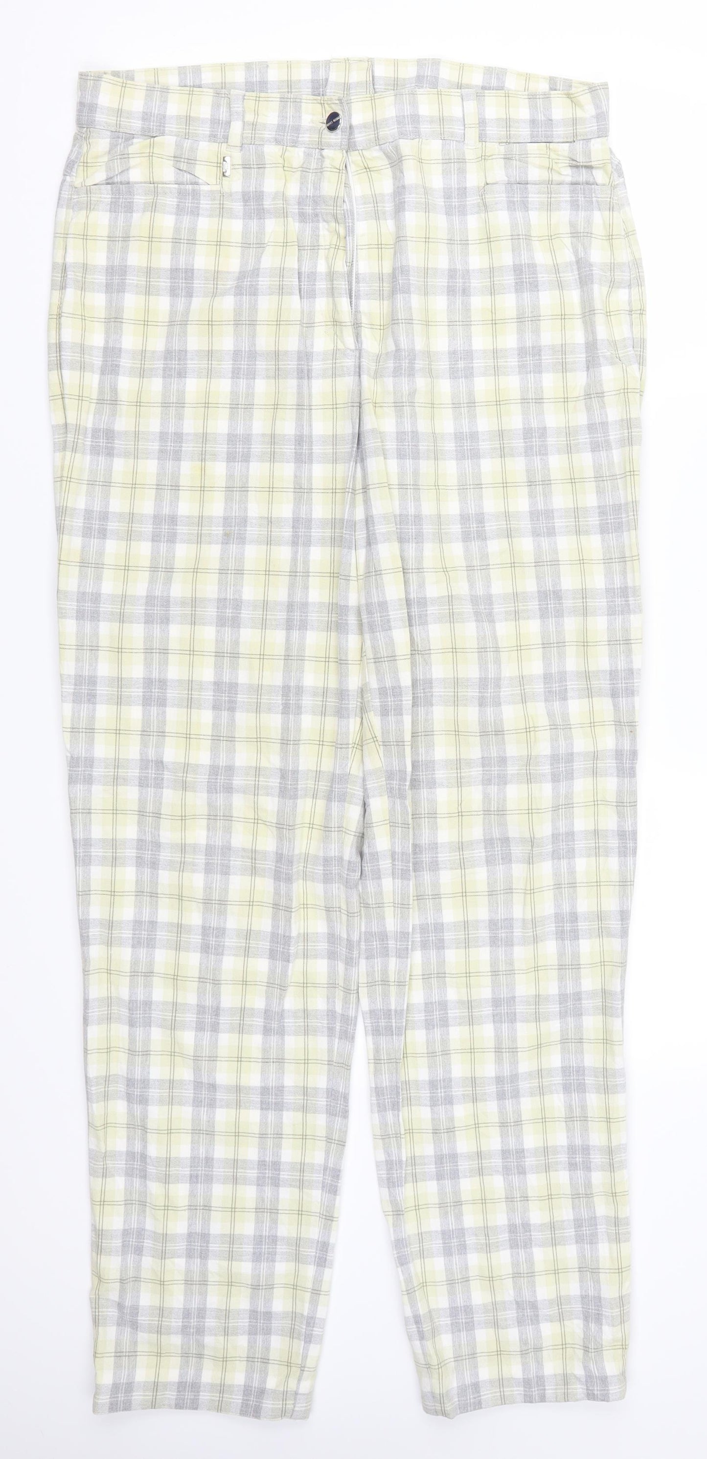 Zefrees Womens Yellow Check  Trousers  Size 14 L20 in