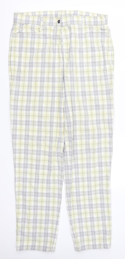 Zefrees Womens Yellow Check  Trousers  Size 14 L20 in