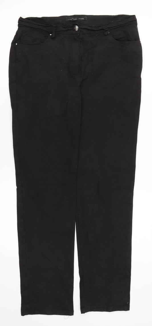 Womens UK Size 14 Stark Regular Fit  Black Trousers