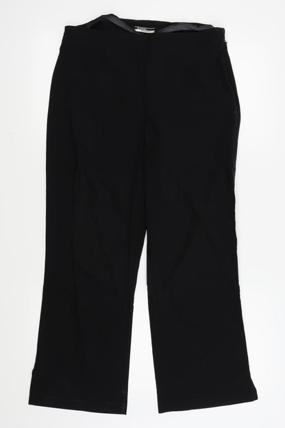 George Womens Black   Trousers  Size 14 L25 in - side zip,buttons on legs
