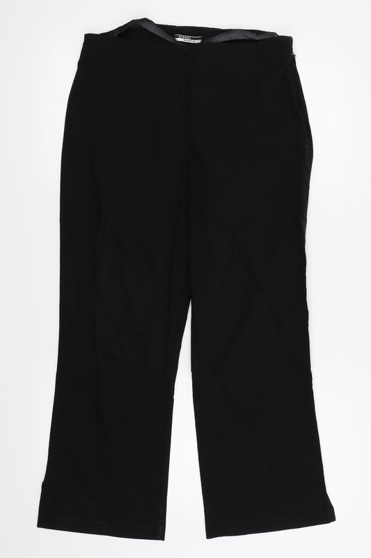 George Womens Black   Trousers  Size 14 L25 in - side zip,buttons on legs