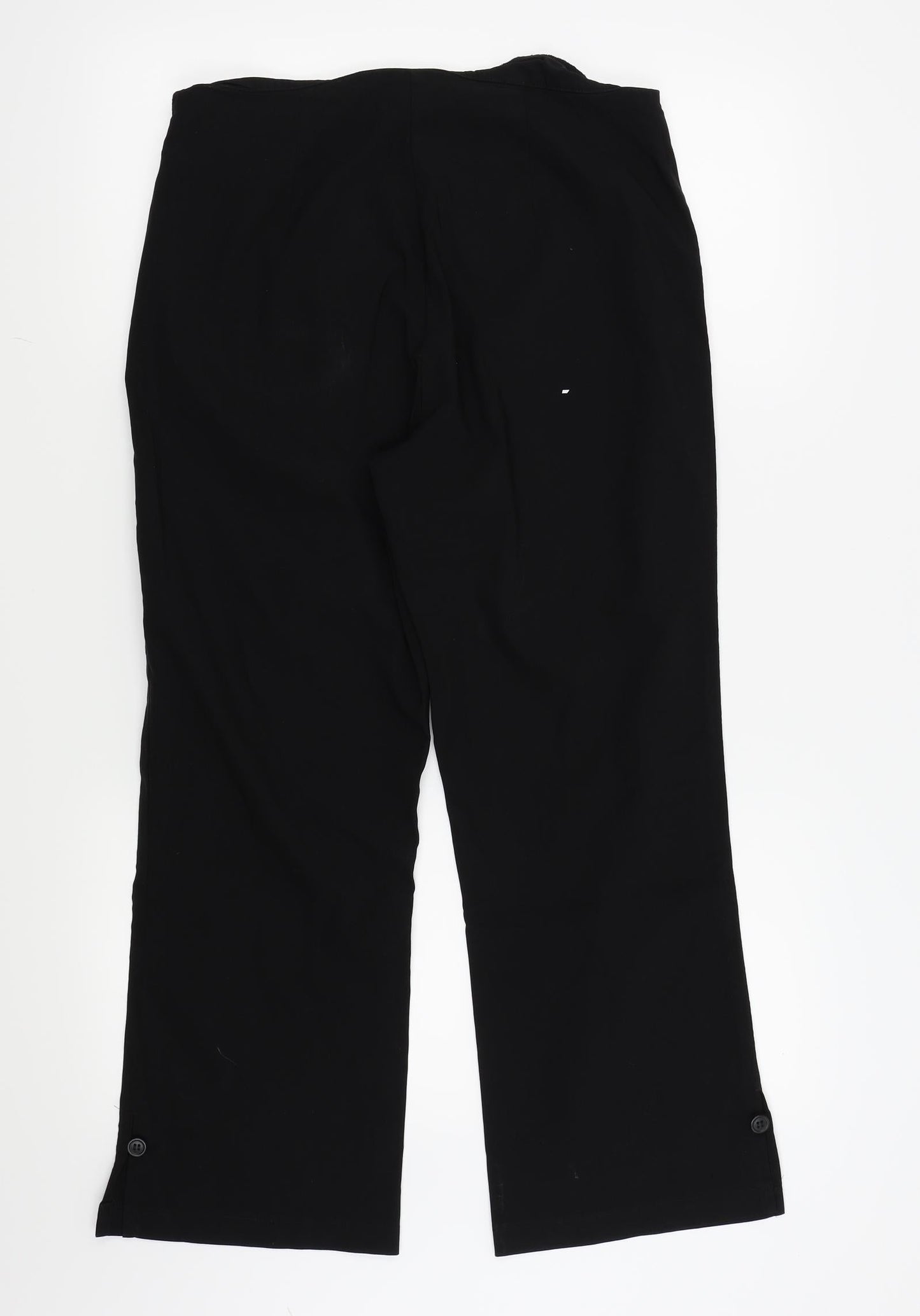 George Womens Black   Trousers  Size 14 L25 in - side zip,buttons on legs