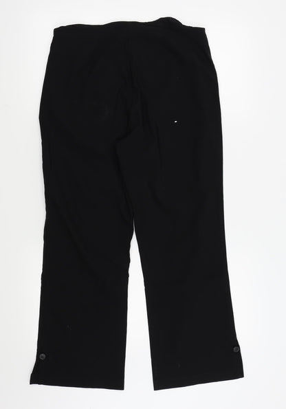 George Womens Black   Trousers  Size 14 L25 in - side zip,buttons on legs