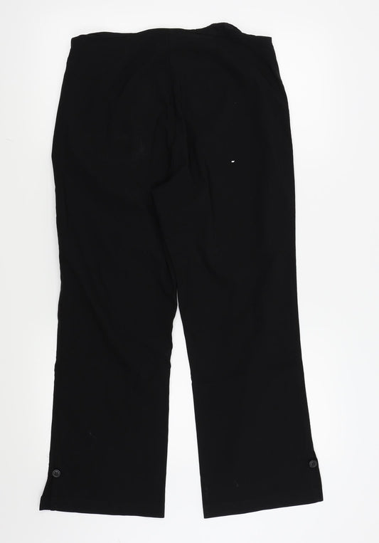 George Womens Black   Trousers  Size 14 L25 in - side zip,buttons on legs