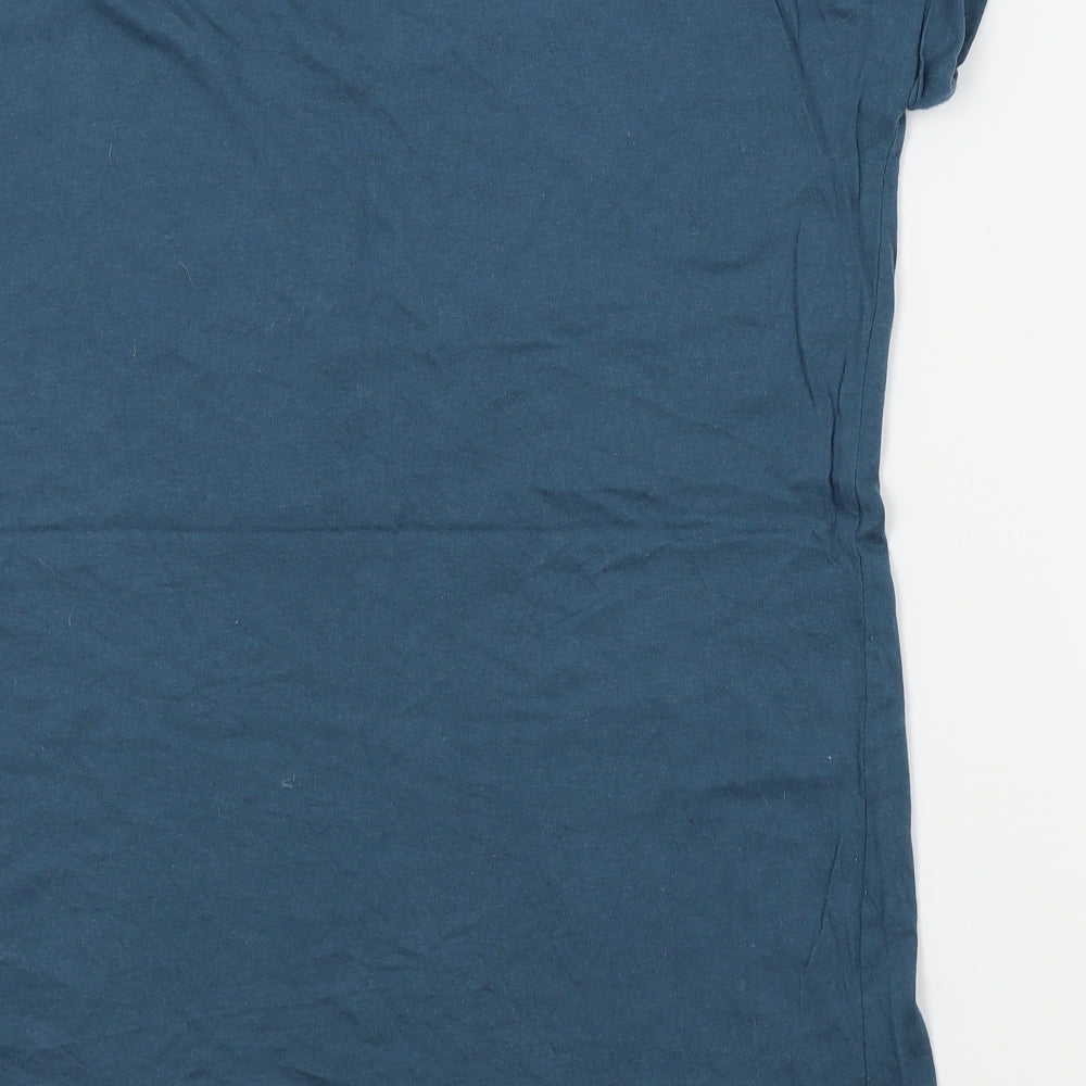 Avon Womens Blue Houndstooth  Basic T-Shirt Size 10  - LET IT SNOW