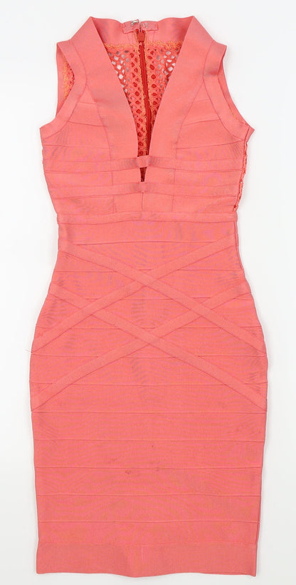 Preworn Womens Pink Geometric  A-Line  Size S