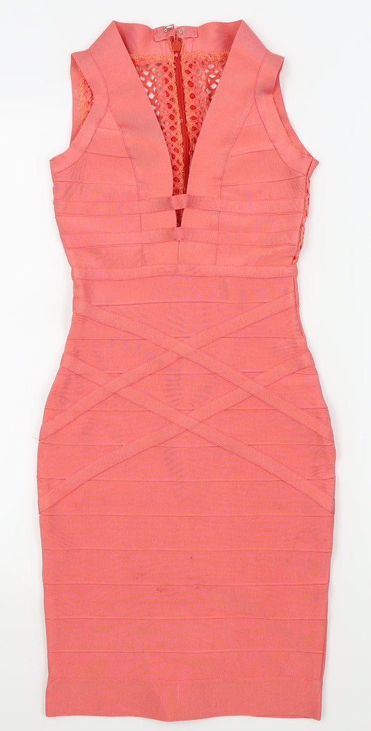 Preworn Womens Pink Geometric  A-Line  Size S