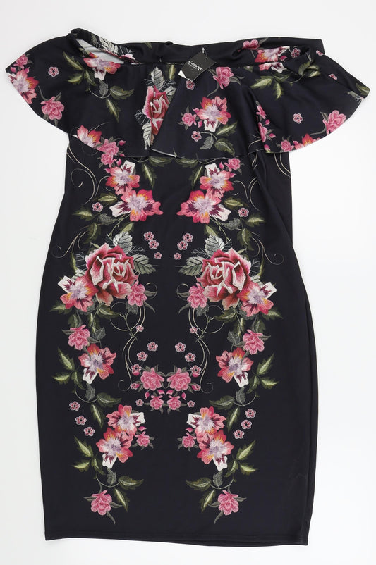 George Womens Black Floral  A-Line