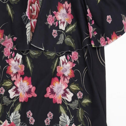George Womens Black Floral  A-Line