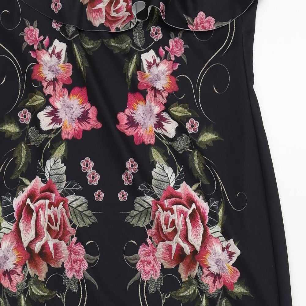 George Womens Black Floral  A-Line