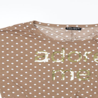 Womens UK Size 12 Select Brown Basic T-Shirt