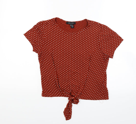 Womens UK Size 8 New Look Brown Basic T-Shirt
