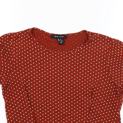 Womens UK Size 8 New Look Brown Basic T-Shirt