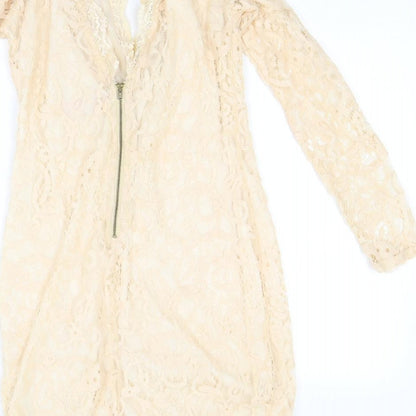 Pink Boutique Womens Beige Floral  A-Line  Size 10
