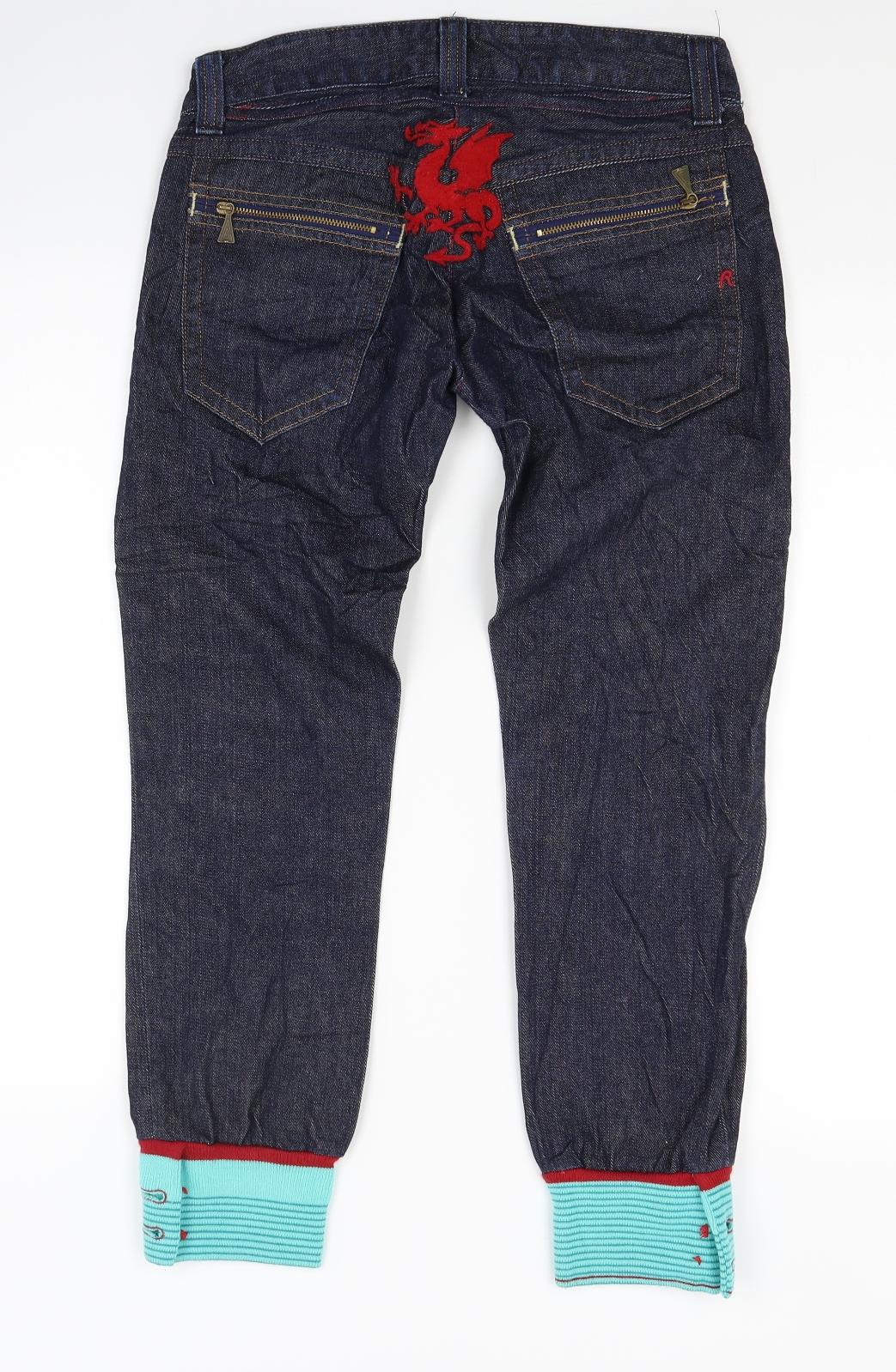 Preworn Womens Blue  Denim Tapered Jeans Size 27 in L24 in - Customised