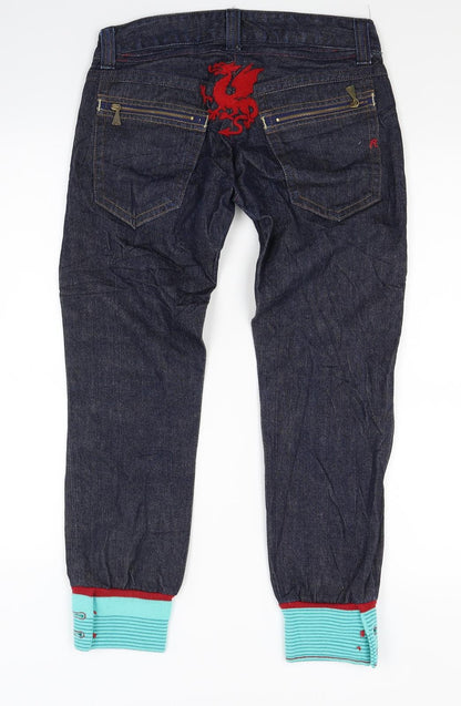 Preworn Womens Blue  Denim Tapered Jeans Size 27 in L24 in - Customised