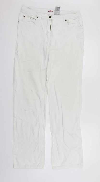 Womens UK Size L John Boner Regular Fit Straight White Jeans