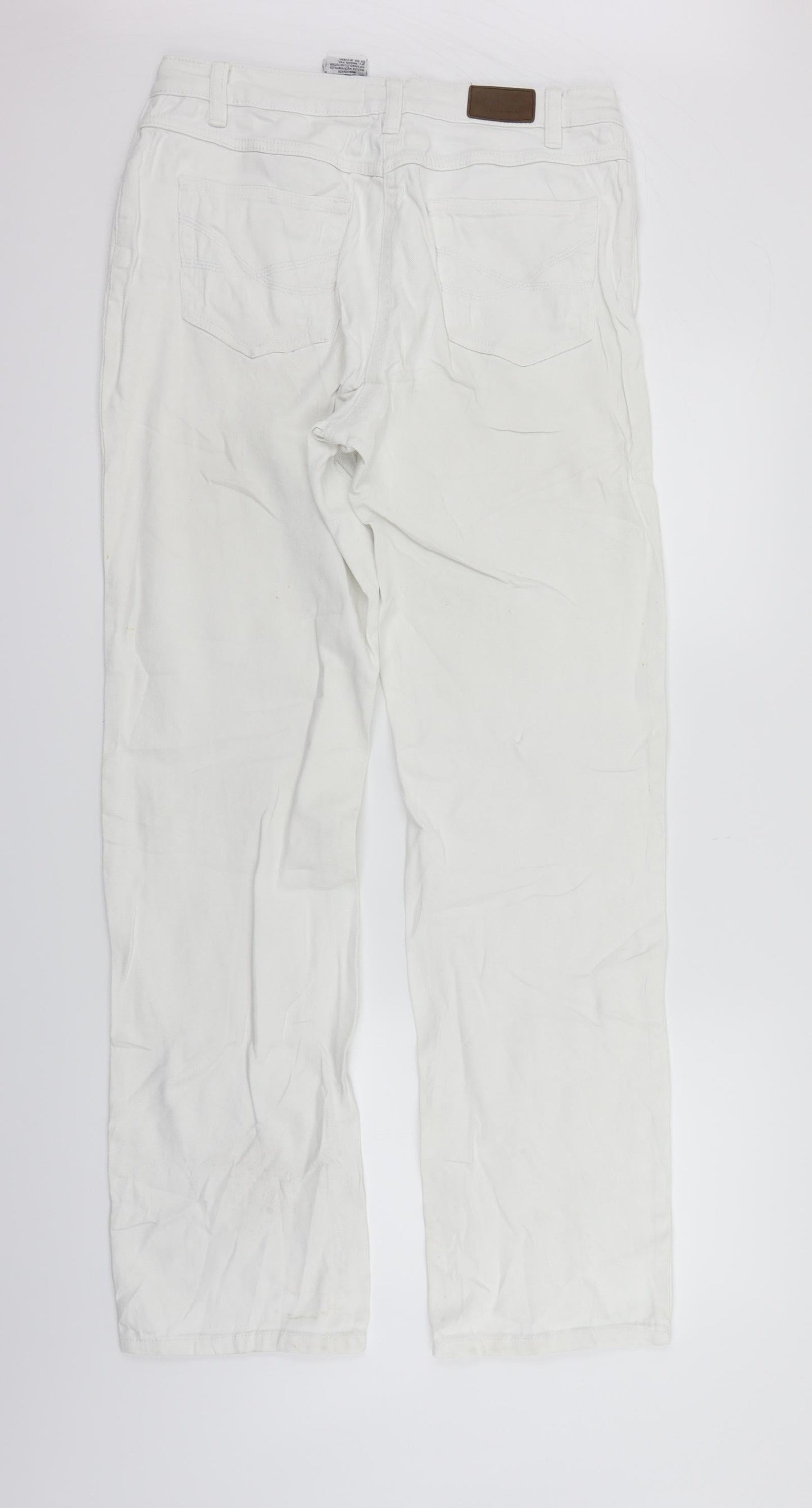 Womens UK Size L John Boner Regular Fit Straight White Jeans