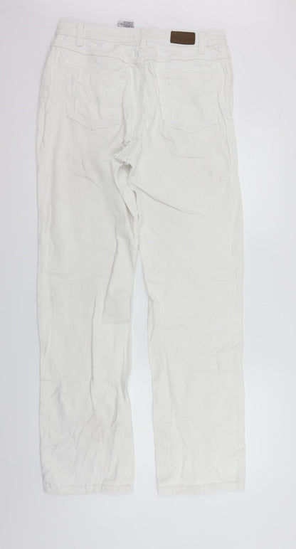 Womens UK Size L John Boner Regular Fit Straight White Jeans