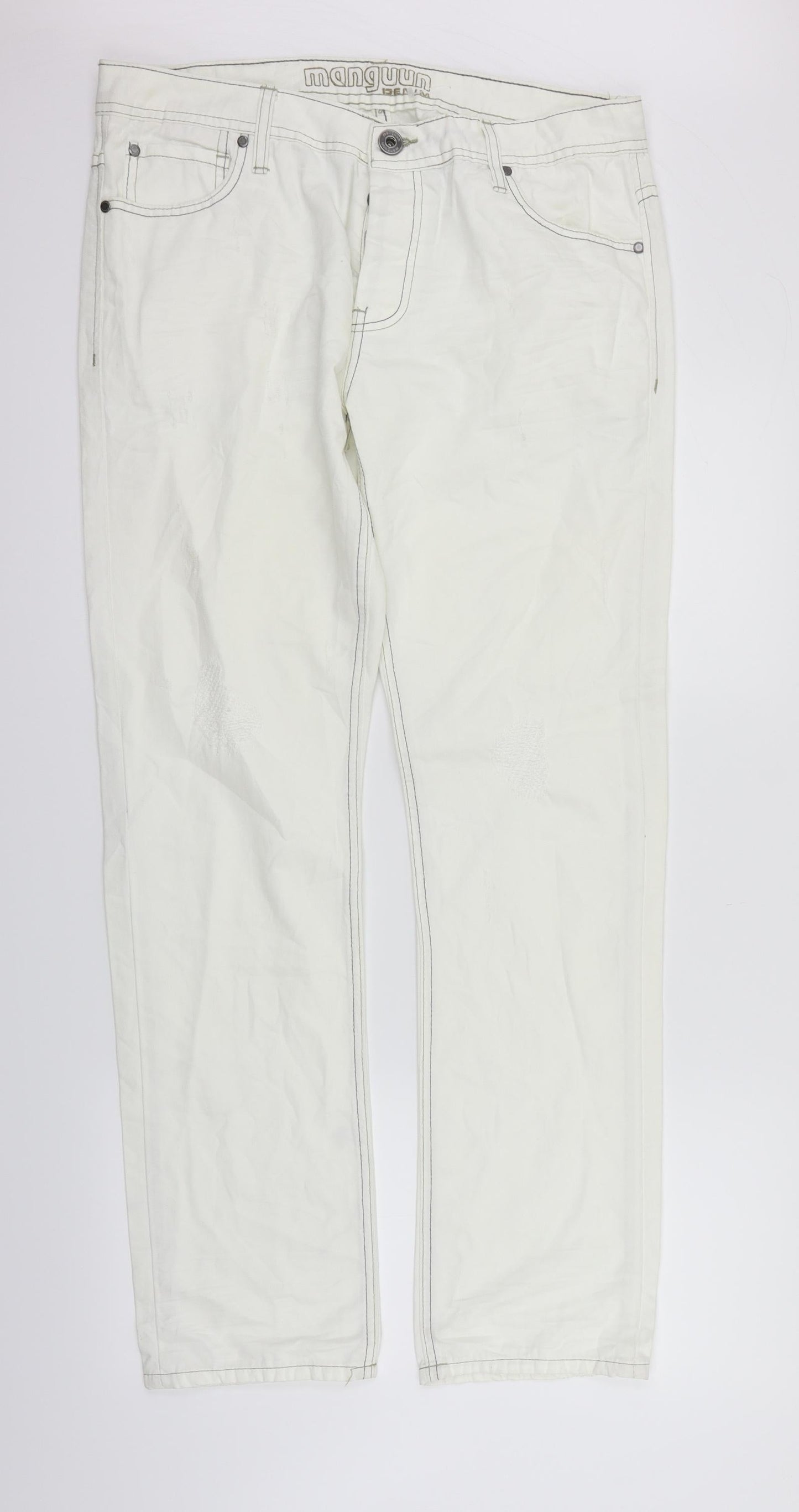 Manguun Womens White   Straight Jeans Size 34 in L31 in