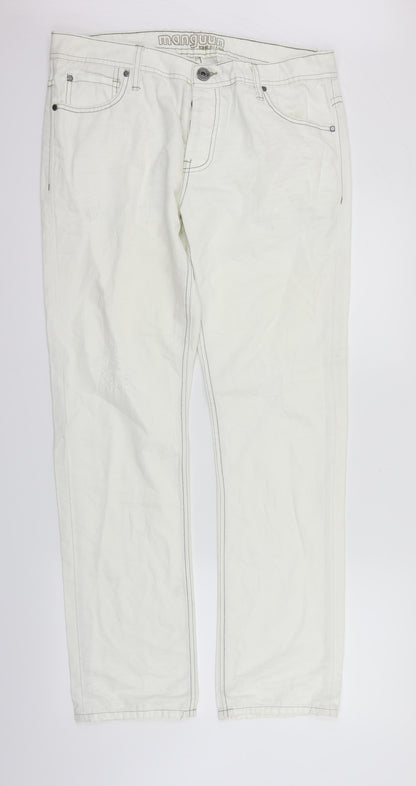 Manguun Womens White   Straight Jeans Size 34 in L31 in