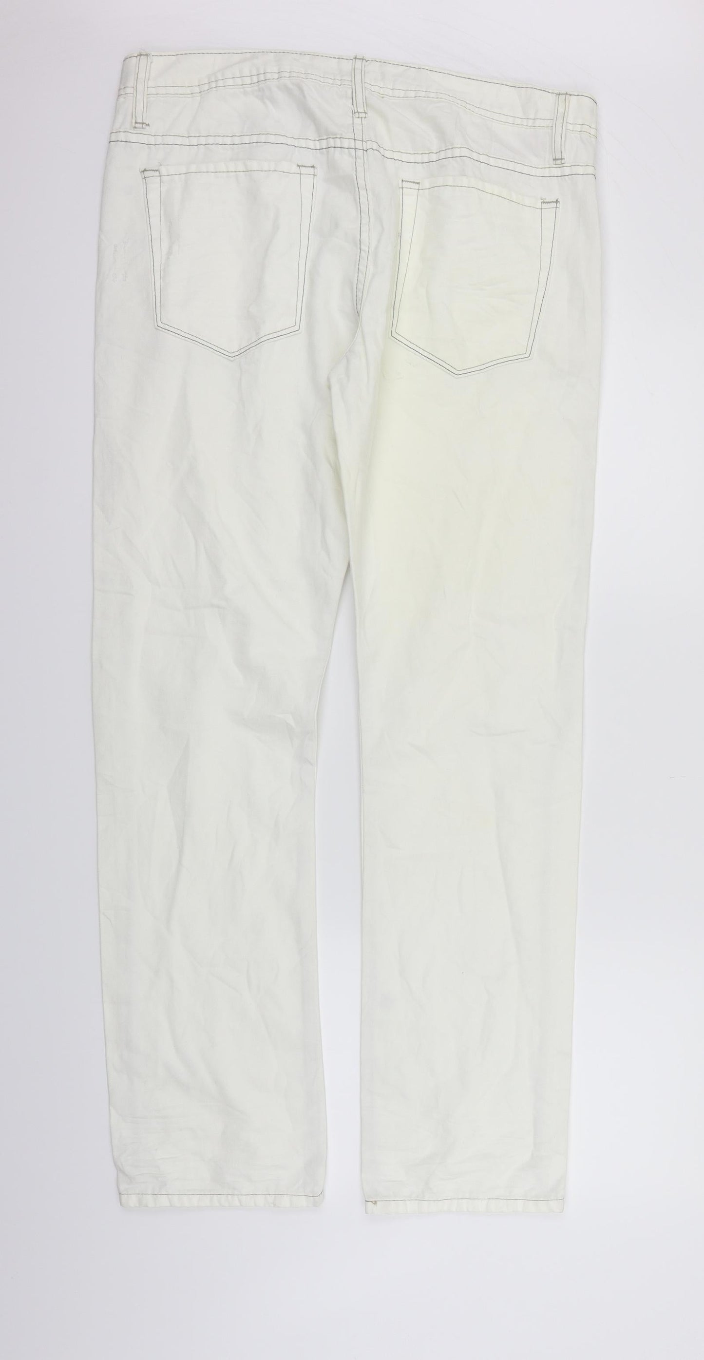 Manguun Womens White   Straight Jeans Size 34 in L31 in