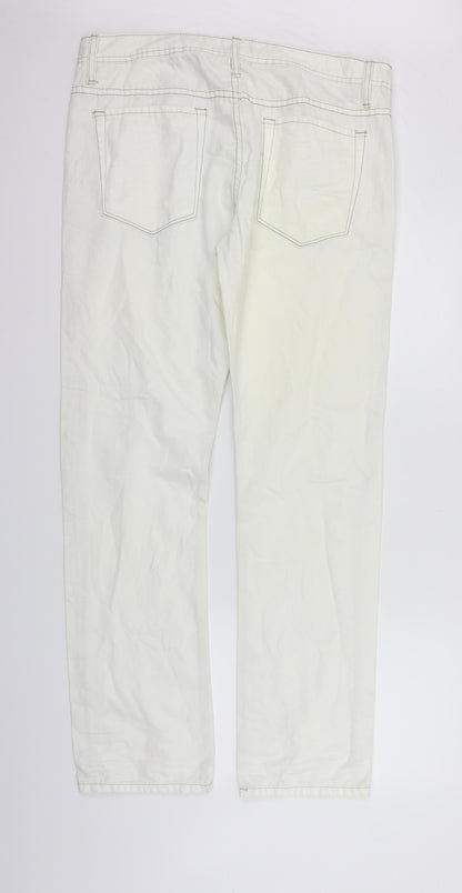 Manguun Womens White   Straight Jeans Size 34 in L31 in