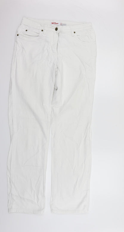 Womens UK Size 12 John Boner Regular Fit Straight White Jeans