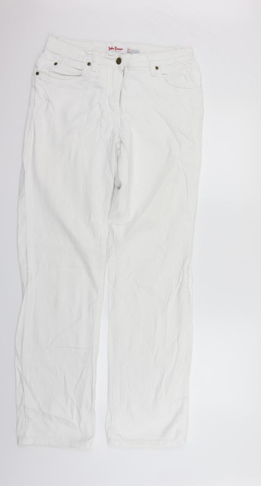 Womens UK Size 12 John Boner Regular Fit Straight White Jeans