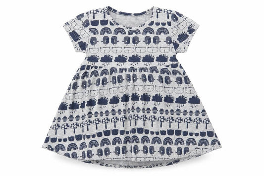 NEXT Girls Grey   T-Shirt Dress  Size 12-18 Months  - Cats, Birds