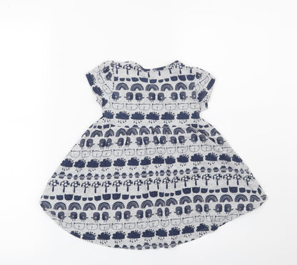 NEXT Girls Grey   T-Shirt Dress  Size 12-18 Months  - Cats, Birds