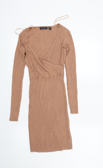 Brave Soul Womens Brown Striped  Jumper Dress  Size S