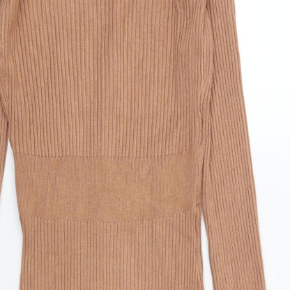 Brave Soul Womens Brown Striped  Jumper Dress  Size S