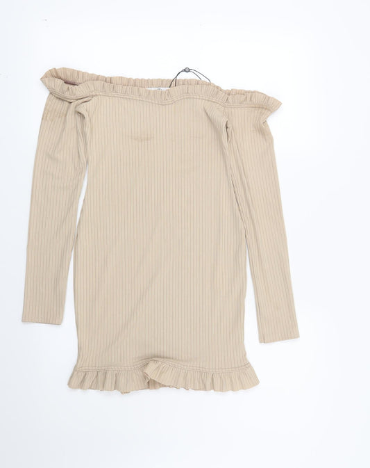 Missguided Womens Beige Striped  Bodycon  Size 4