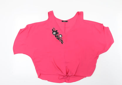 Womens UK Size M Preworn Pink Basic Blouse