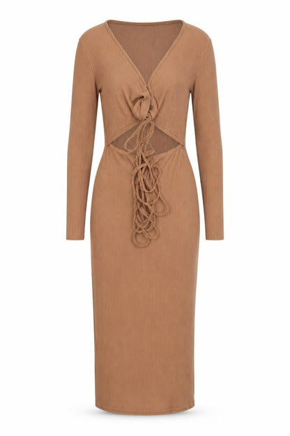 PRETTYLITTLETHING Womens Brown Striped  Bodycon  Size 6