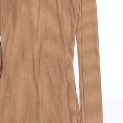 PRETTYLITTLETHING Womens Brown Striped  Bodycon  Size 6