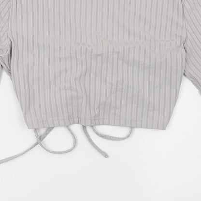 Preworn Womens Grey Striped  Basic Blouse Size M