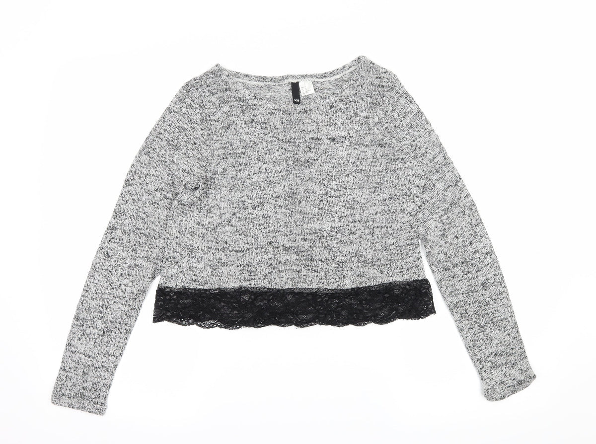 H&M Womens Grey  Knit Pullover Jumper Size XS