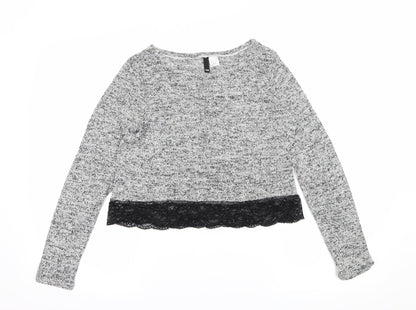 H&M Womens Grey  Knit Pullover Jumper Size XS